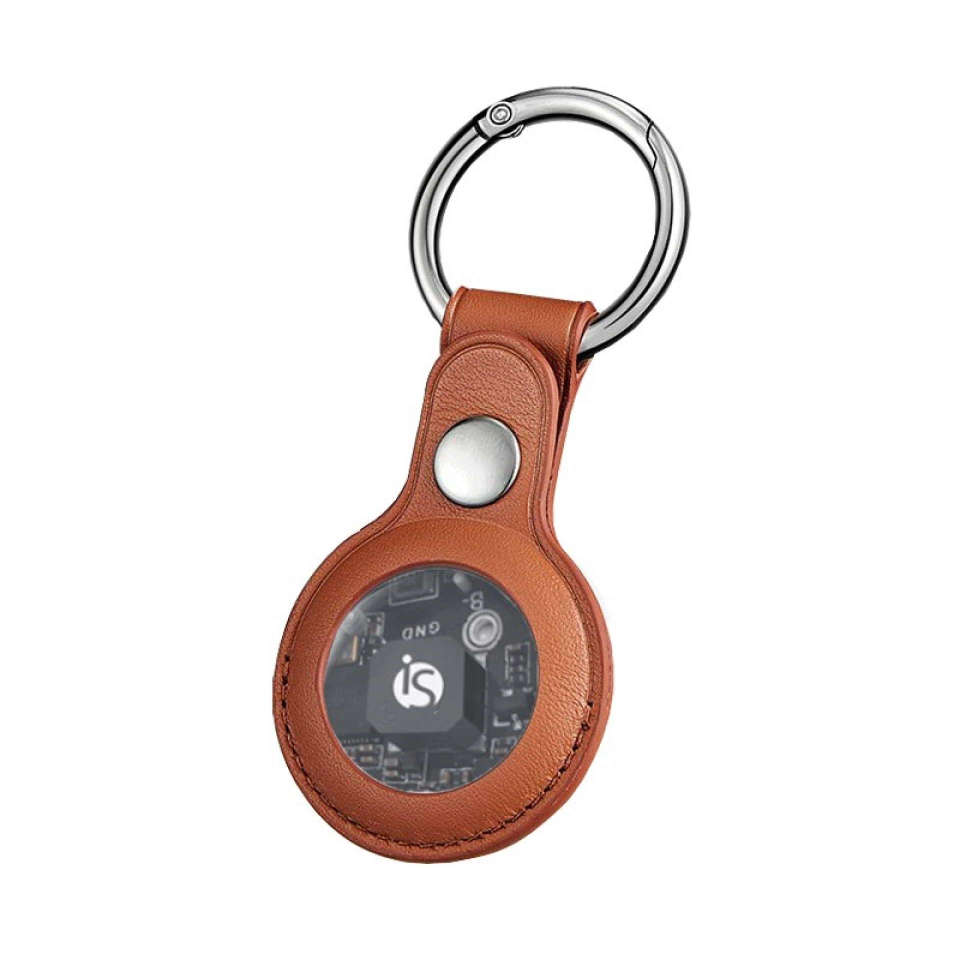 AirTag leren sleutelhanger Kamelbruin