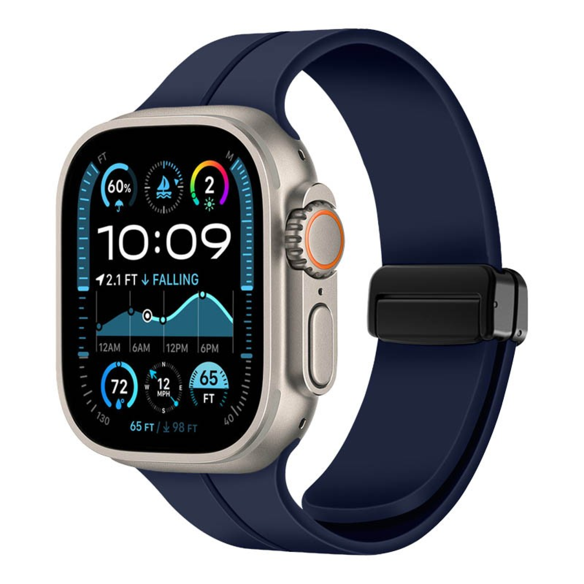 Magnetische Siliconen Band Voor Apple Watch 42   49mm Blauw