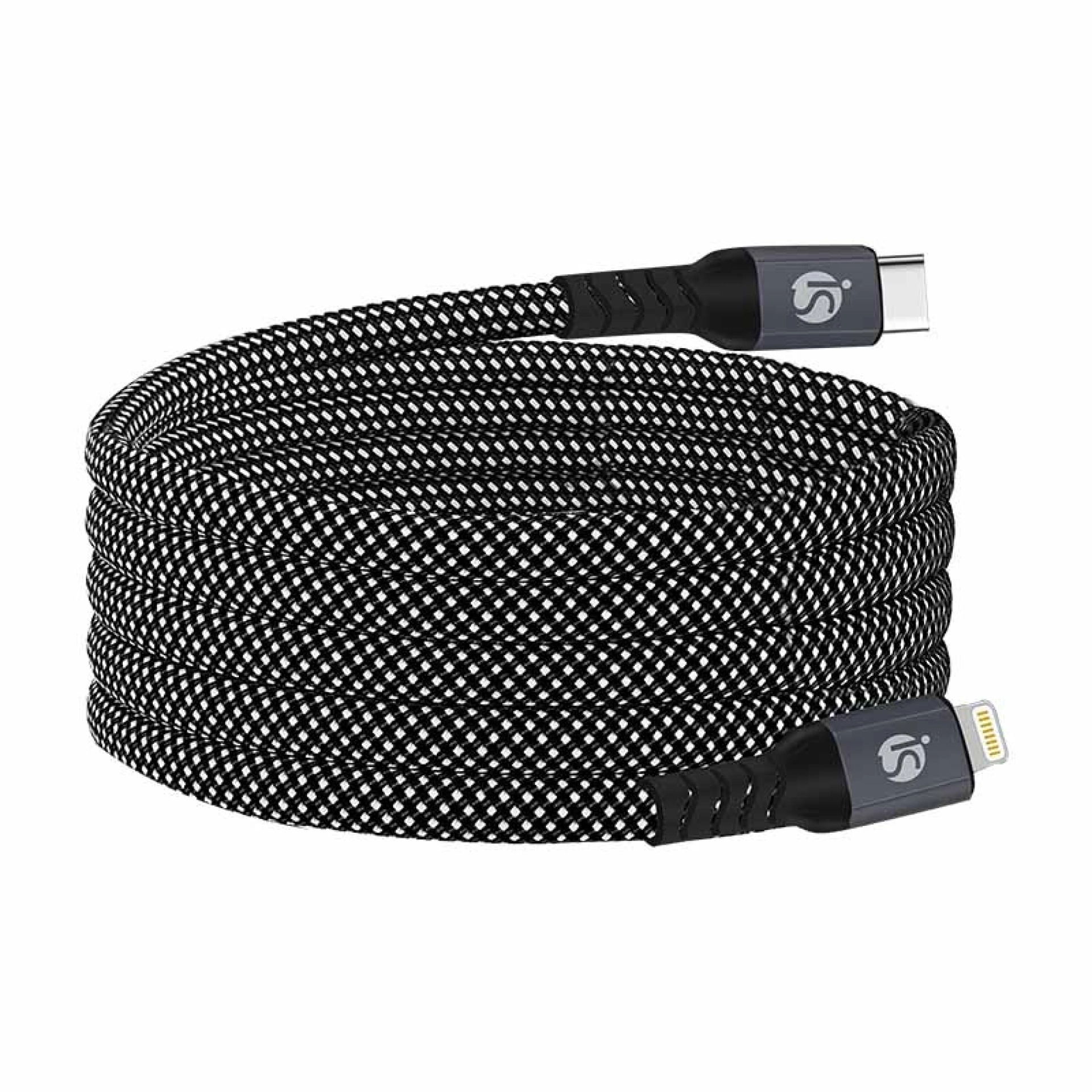 Magnetische USB‑C - Lightning Kabel Zwart Nylon