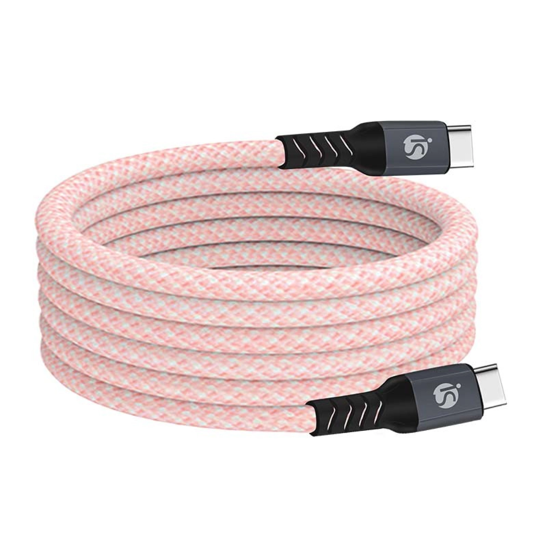 Câble magnétique USB‑C - USB‑C Nylon Rose