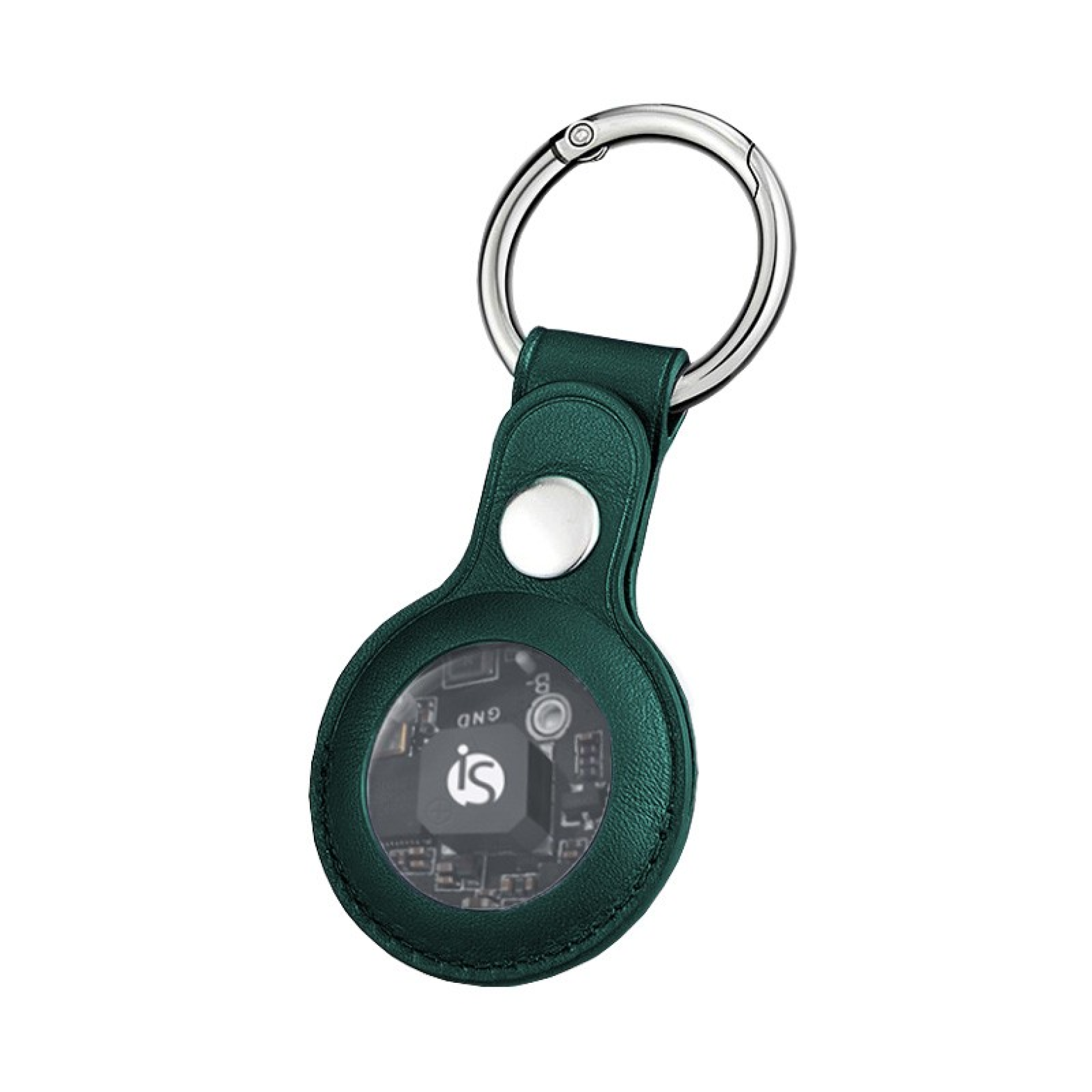 Porte-Clé Airtag en Cuir Vert