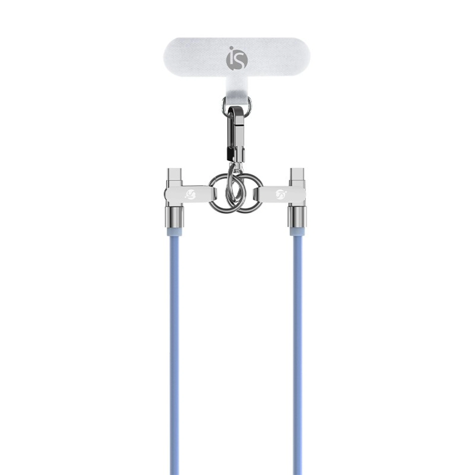Siliconen lanyard met USB-C-oplaadfunctie Ice Blue UBS C   UBS C