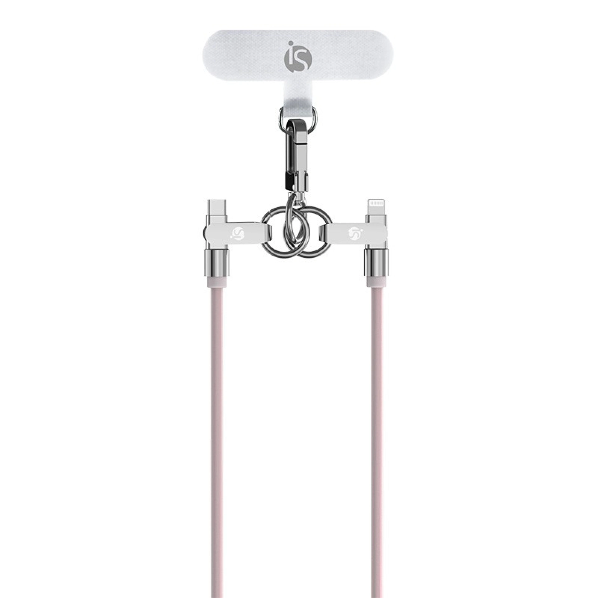 Siliconen lanyard met USB-C-oplaadfunctie Rose USB C   Lightning